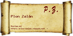 Plon Zalán névjegykártya